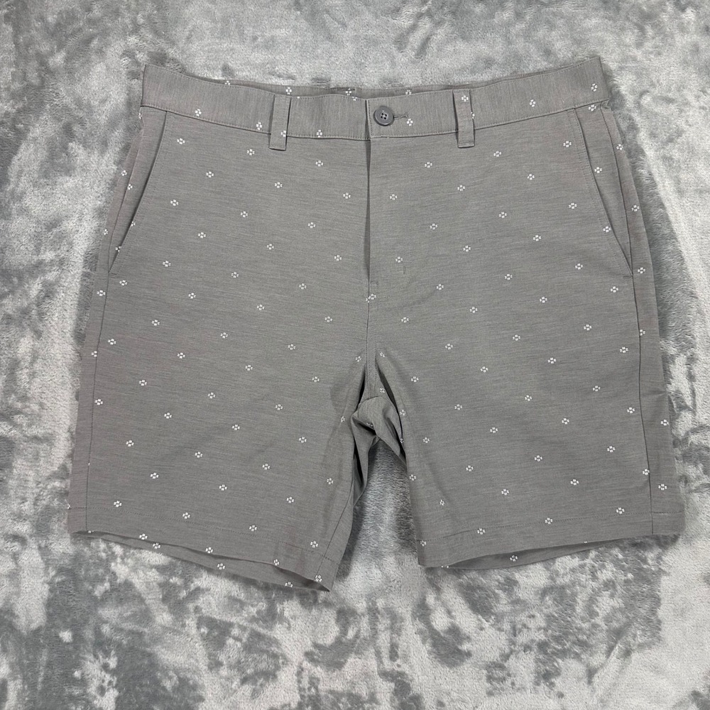 TravisMathew Mens 36 Grey Geometric Print Golf Shorts Performance Stretch‎ Grey